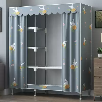 Simple wardrobe home bedroom cloth wardrobe full steel frame thick rental room storage wardrobe steel pipe strong and durable