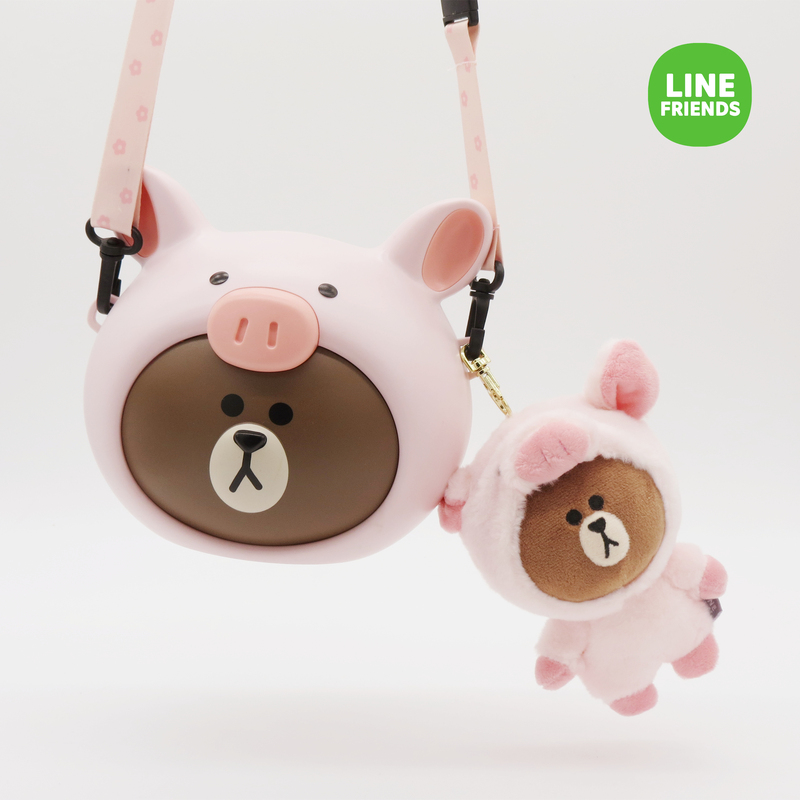 Authentic Line Friends Brown Bear Popcorn Bucket Creative Backpack Crossbody Bag Valentine's Day Gift