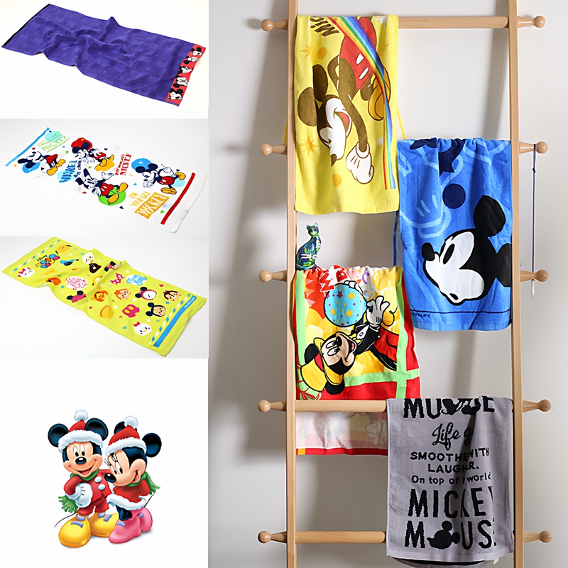 Foreign Trade Japanese Order, Minor Imperfections, Disney Mickey and Minnie All-Cotton Printed Jacquard Absorbent Soft Cute Anime Towel Foreign Trade Japanese Order, Minor Imperfections, Disney Mickey and Minnie All-Cotton Printed Jacquard Absorbent Soft Cute Anime Towel