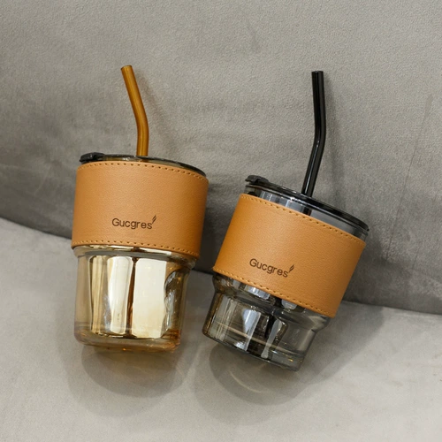 Трубочка для путешествий, портативная стеклянная вместительная и большая чайная чашка для кемпинга со стаканом, простой и элегантный дизайн, коллекция 2023