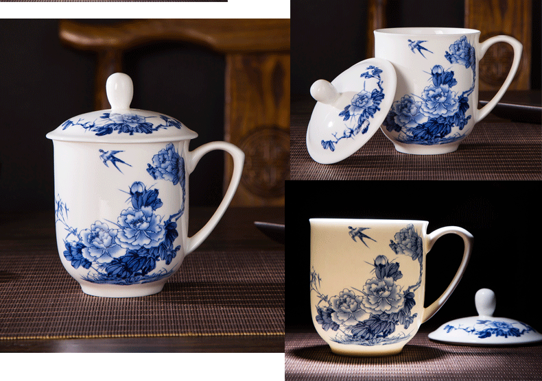 Jingdezhen porcelain, ipads China tea cups water cover cup office and meeting the boss cup single custom logo