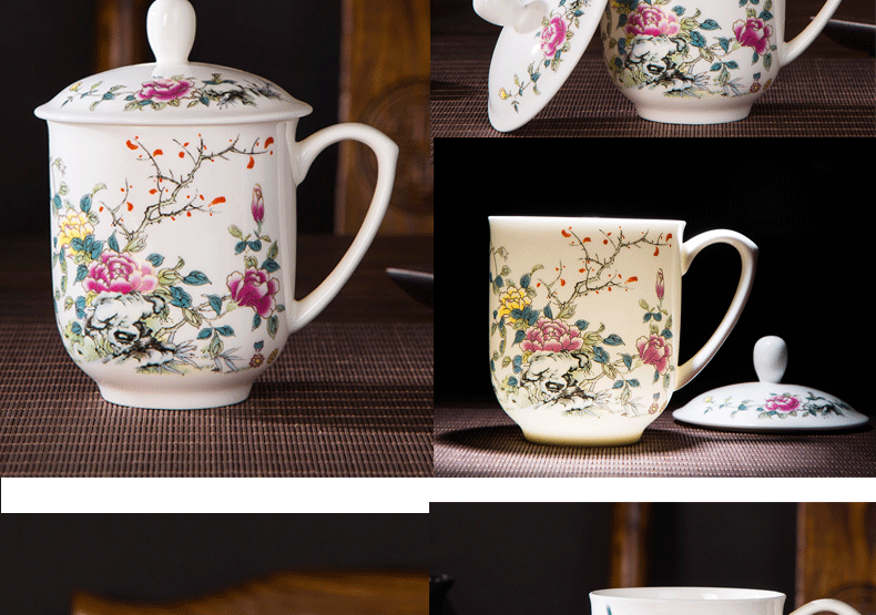 Jingdezhen porcelain, ipads China tea cups water cover cup office and meeting the boss cup single custom logo
