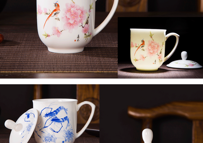 Jingdezhen porcelain, ipads China tea cups water cover cup office and meeting the boss cup single custom logo