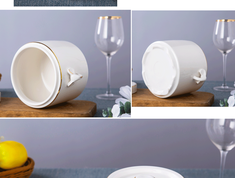 Jingdezhen porcelain cup water stew stew ceramic pictographic pure white paint double size in clay pot soup pot soup bowl bird 's nest
