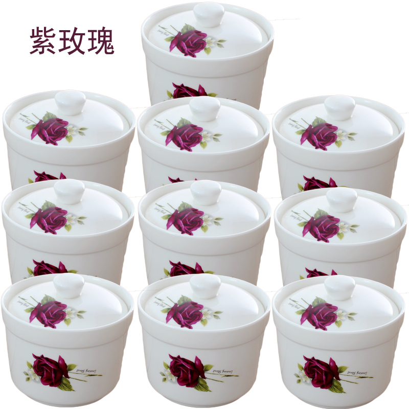 Ceramic water stew 10 the loaded with cover small cup steamed egg cup stew pot stewed bird 's nest soup cup for cup bowl of soup as cans braise cup