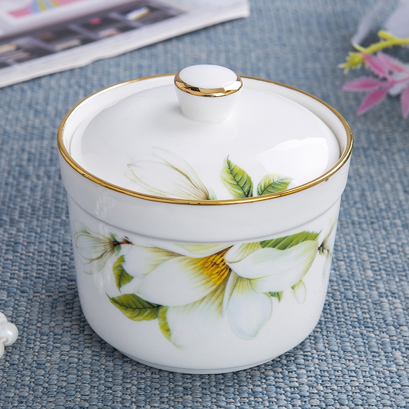 Ceramic bird's nest stew cup with lid Household water barrier ceramic inner tank Hong Kong style stew bird's nest egg abalone steaming pot stew bowl