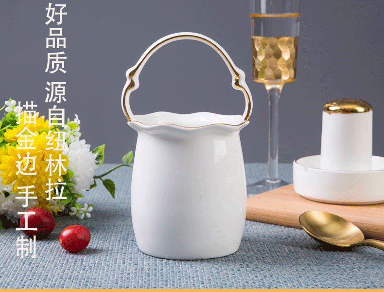 Jingdezhen porcelain spoon, chopsticks tube cage chopsticks spoons to receive see colour BianKuan tube ceramic knives and forks r machine
