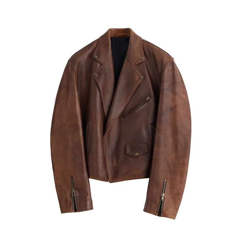 Trendmaybe "Vintage Biker Jacket" Silhouette Retro Motorcycle Leather Jacket Padded Coat