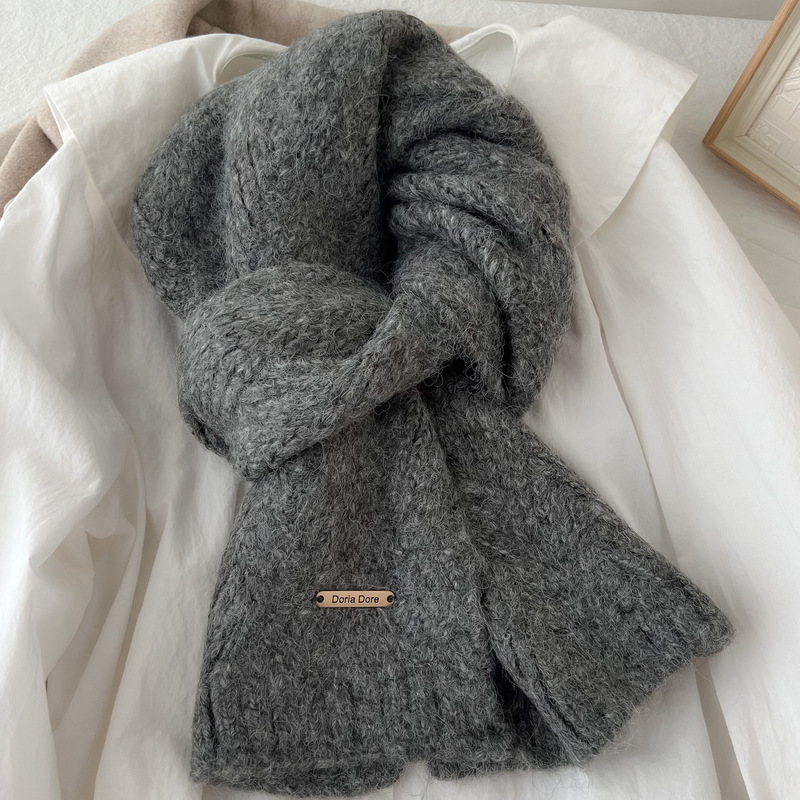 Alpaca Wool Scarf for Women, Winter 2024 New Style, Wool Blend, Korean Fashion, Trendy Student Style, High-End Knit