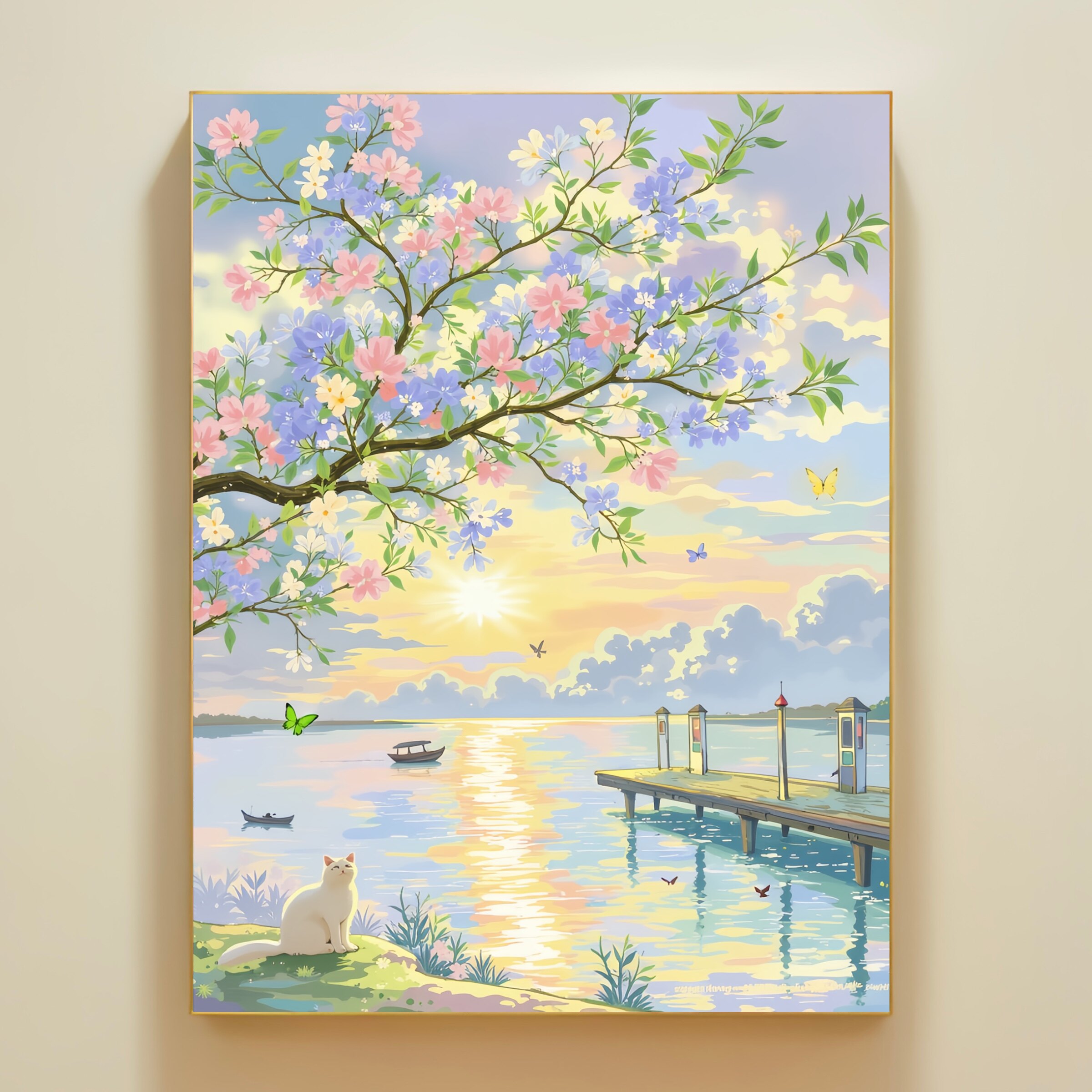 癒しの風景デジタル油絵DIY塗り絵大人向け手作りアクリル画ロマンチック装飾画