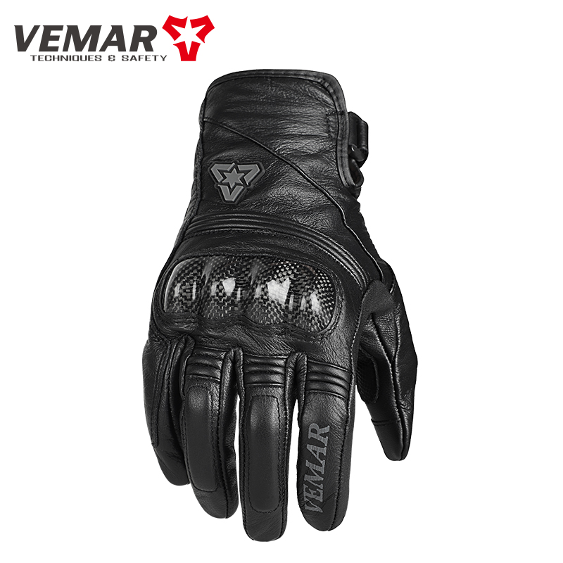 Retro motorcycle carbon fiber leather gloves motorcycle riding racing anti-fall touch screen knight protective equipment four seasons