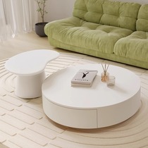 Cream style Internet red coffee table white small apartment living room home modern simple round coffee table TV cabinet slate