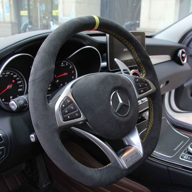 Сшитый вручную кожух руля из замши, подходящий для BMW Mercedes-Benz Audi Volkswagen Toyota Honda, идеальный Porsche