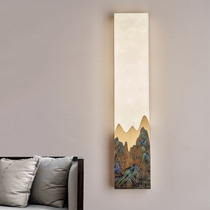 (Qianli Jiangshan) New Chinese style full copper marble wall lamp Chinese style Zen living room background wall lamp bedroom bedside