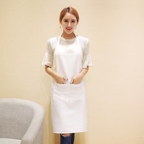 Apron cross shoulder strap waiter logo printing advertising work Korean long men and women pure custom White