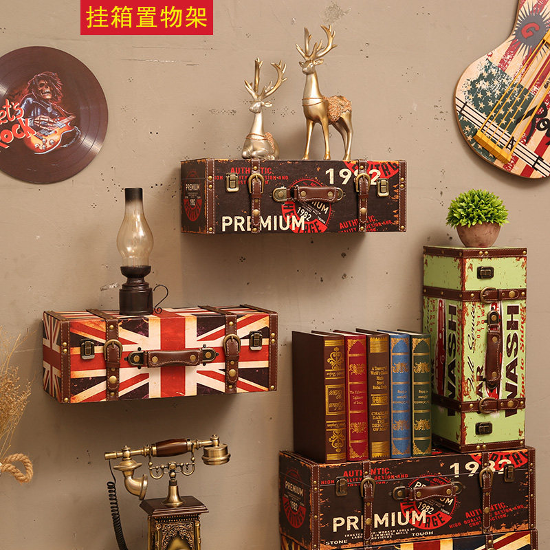 Retro industrial style sofa background wall creative wall wall rack pendant hanging bar wall decorations