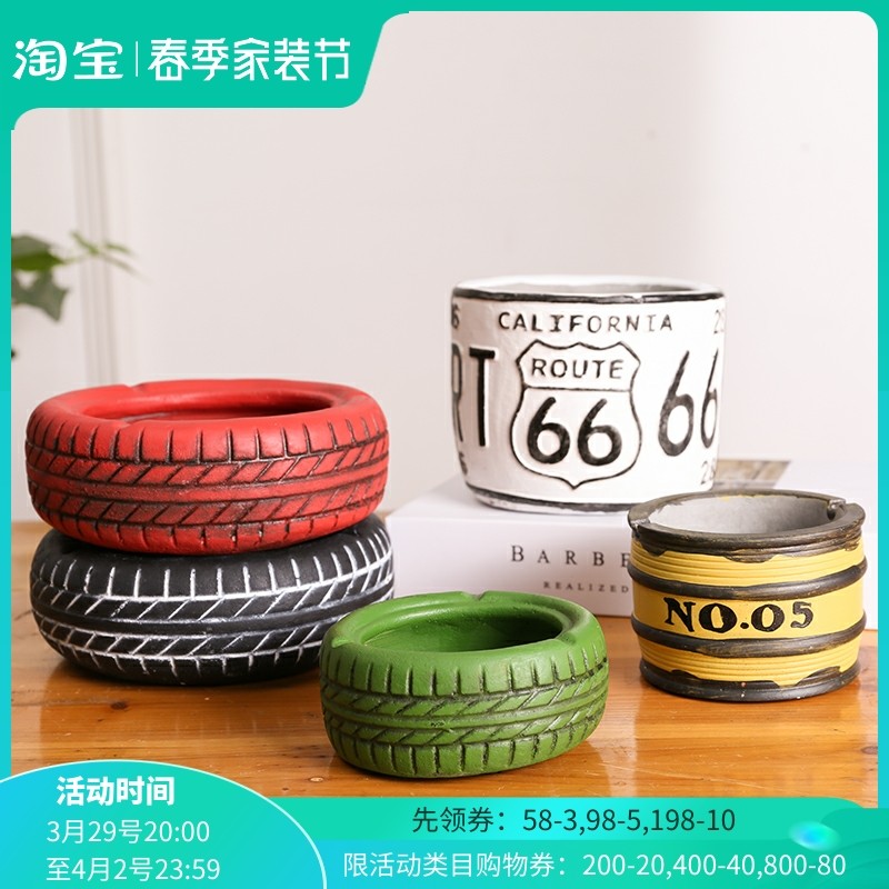 Living Room Cement Tire Cigarette Ash Trays Creativity Individuality Trend Home Bar Retro Industrial Wind Decoration Tobacco Cylinder Hotel