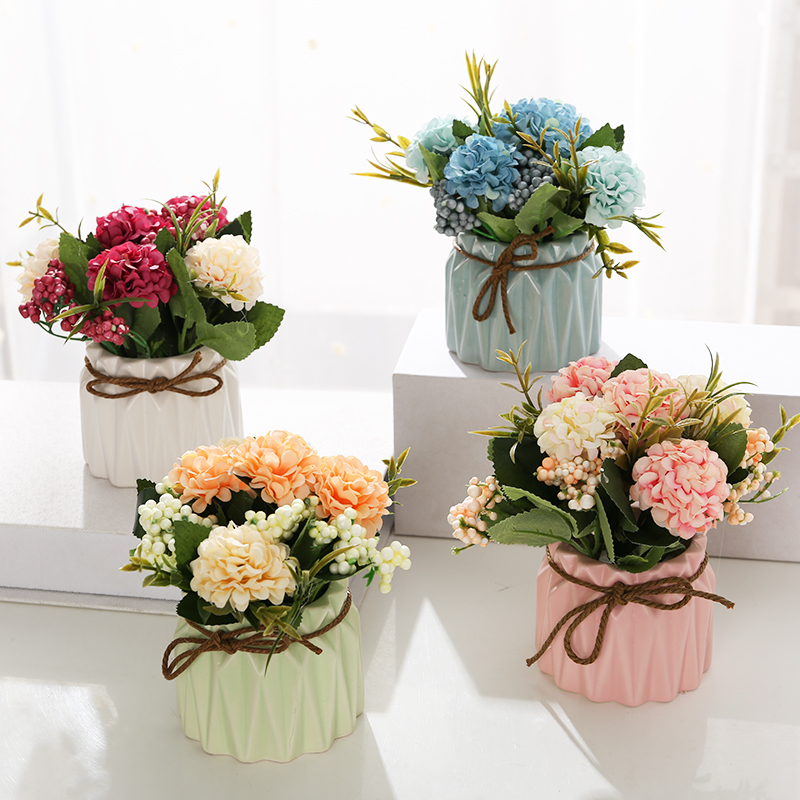 Fake flower simulation flower small potted decoration dining table meeting room desktop green plant decoration coffee table vase photo props