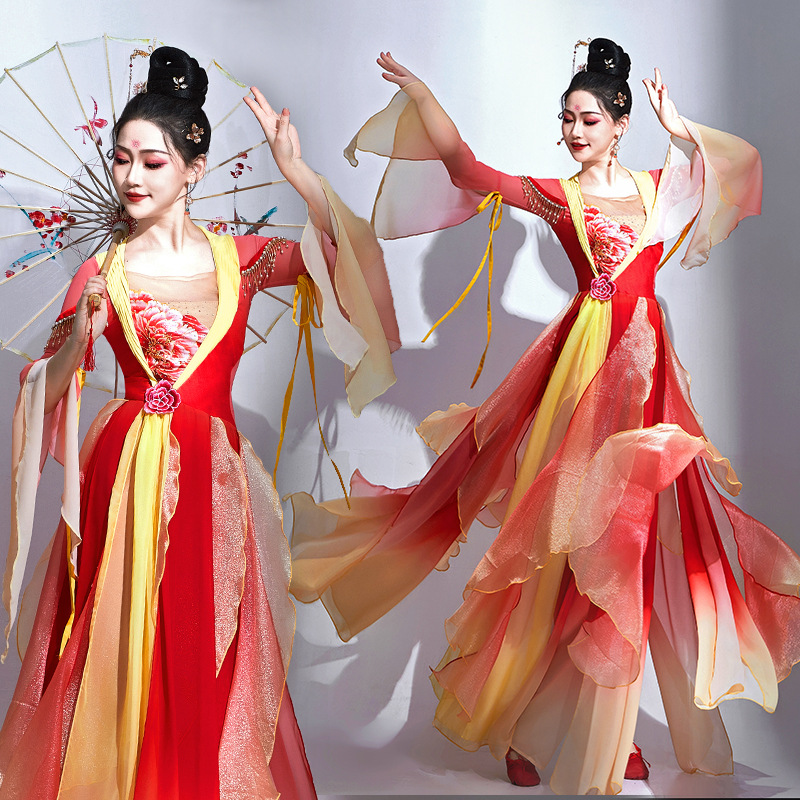 Classical Dance Costumes for Women, Elegant 2026 New Style, Fairy-Like Fan Dance Costumes, Archaeological Costumes, Han and Tang Dynasty Hanfu Dance Costumes