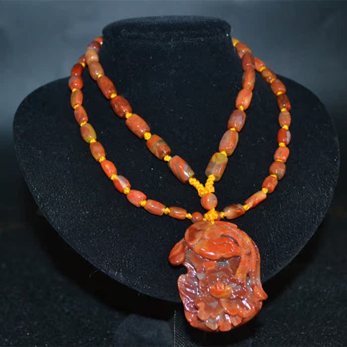 Boutique Liaoxi North Ticket Warring States Red Belt Pendant Necklace Ornaments Accessories Woolen Clothing Chain chain Sub-gift Jiao Men's and Men 's