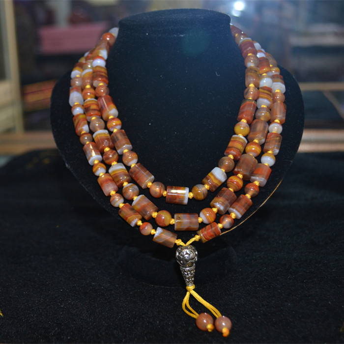 Boutique North Ticket Warfare National Red 108 Grain Necklace One Bucket One Pearl stock Handmade chain Fur Coat Necklace Accessories Accessories