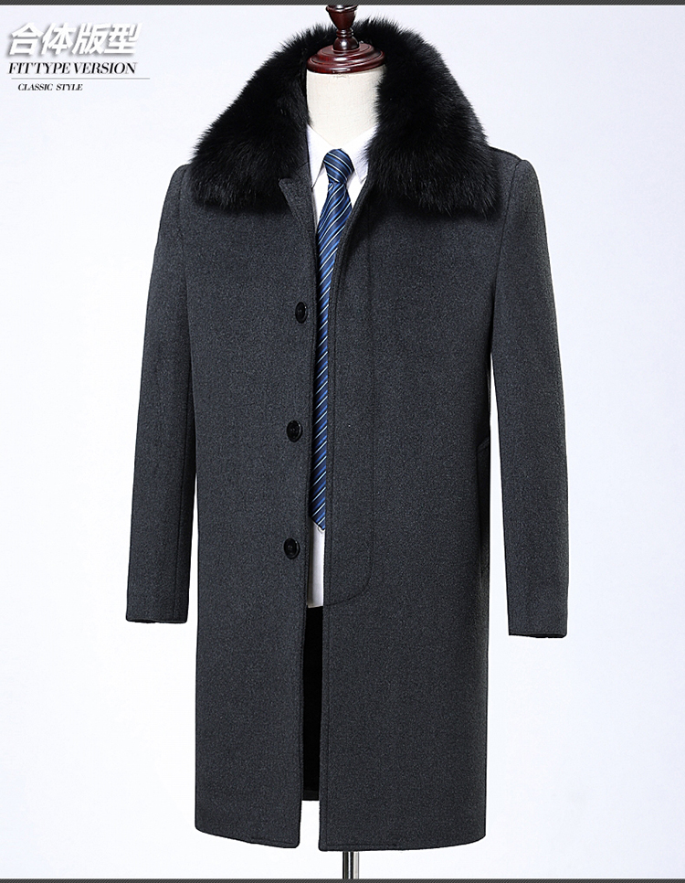 Áo choàng nam trung niên và già nam phần dài ion nam ấm cashmere áo len len áo gió mùa đông đất nung áo jean nam