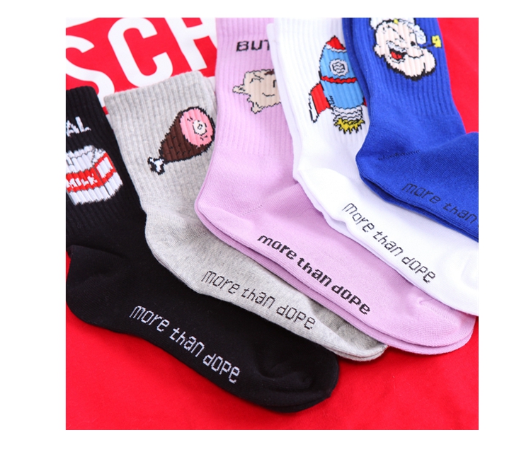 Hàn Quốc ulzzang cảng gió đơn giản phim hoạt hình thời trang đường phố rắn màu ống cotton vớ nam và nữ hoang dã vớ dài chuyên sỉ lẻ quần tất