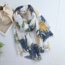 Silk scarf womens summer new wild fresh small flower shawl holiday beach towel sunscreen air conditioning gauze flower scarf