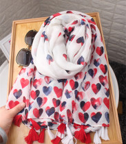 2019 new spring and summer with love pattern hundred cotton linen scarf