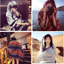 Ethnic wind elephant cotton linen spring summer scarf female sunscreen oversized shawl dual-purpose travel Beach beach towel