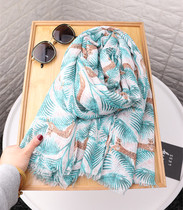 Spring and summer new tropical plant leopard cotton shawl scarf women dual-purpose air conditioning sunscreen scarf silk towel