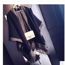 2019 autumn and winter womens thick air-conditioned shawl scarf dual-purpose retro split cloak scarf