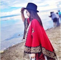 Tibet travel Qinghai tourist cloak scarf shawl dual-use thickened Nepalese ethnic air-conditioning shawl female winter