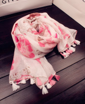 2017 New Forest fresh cotton linen thin butterfly print autumn winter warm shawl scarf