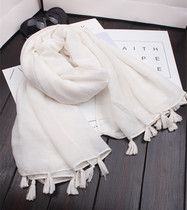 2017 spring and summer new Japanese foreign trade original single solid color hipster Literature and Art National Wind cotton linen scarf sunscreen shawl
