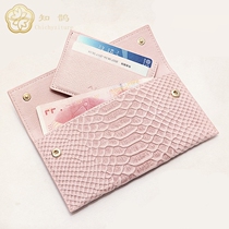 Zhique Yun Dan Qiu Kong water-dyed genuine leather retro simple envelope one-piece long ultra-thin wallet for women