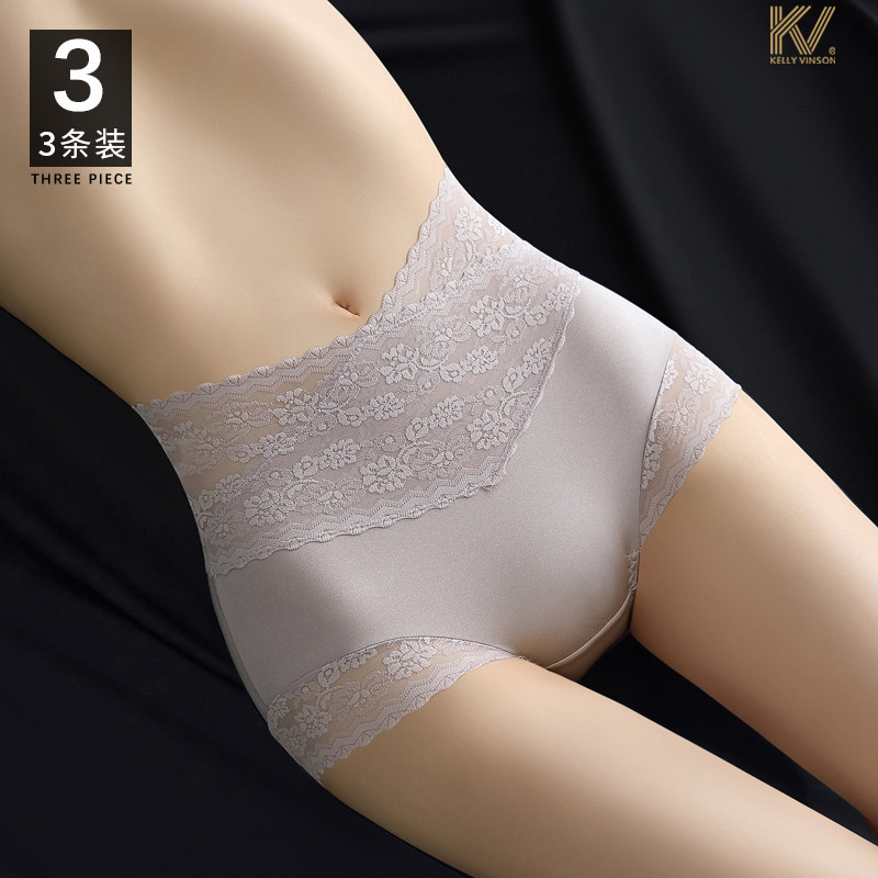 High waist briefs Women's pure cotton crotch Antibacterial lady closets Hip Breathability Sensation Seductive Lace Pure Color Triangle Pants