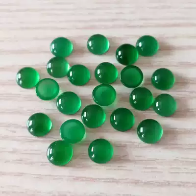 6mm natural green chalcedony raw ore bare stone ring surface round flat patch DIY jewelry ring accessories