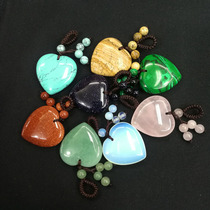 Natural Crystal semi-precious stone 30mm peach heart key chain car bag couple love pendant pink crystal Tiger Eye