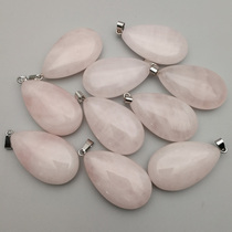 Natural pink crystal quartz stone necklace pendant big water drop sweater chain pendant accessories teardrop jewelry accessories DIY