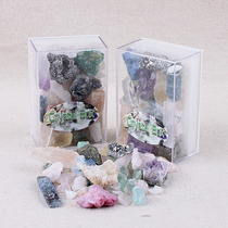 Natural Crystal raw stone ore specimen mixed mineral geology teaching material student toy gift box