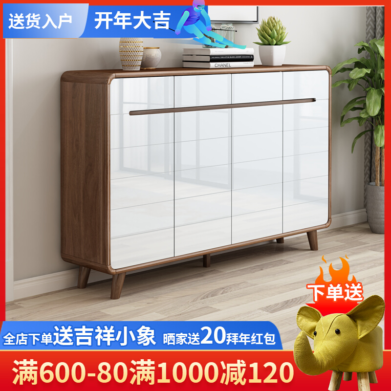 Home door large capacity solid wood simple shoe cabinet modern Nordic storage paint into the entrance partition entrance hall cabinet