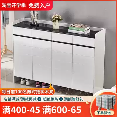 Door shoe cabinet Simple modern foyer cabinet shoe cabinet household large-capacity storage cabinet white paint partition combination shoe cabinet
