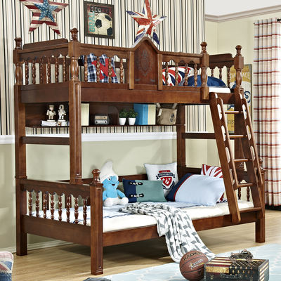All-solid wood walnut style American, European and Mediterranean bunk beds, double-decker beds, mother-and-child beds, bunk beds, detachable and separable