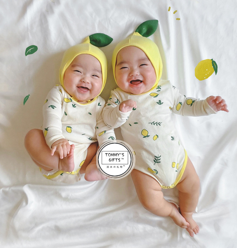 ins Internet Celebrity Style Lemon Print Romper Newborn Baby Jumpsuit Unisex Baby Loungewear Set