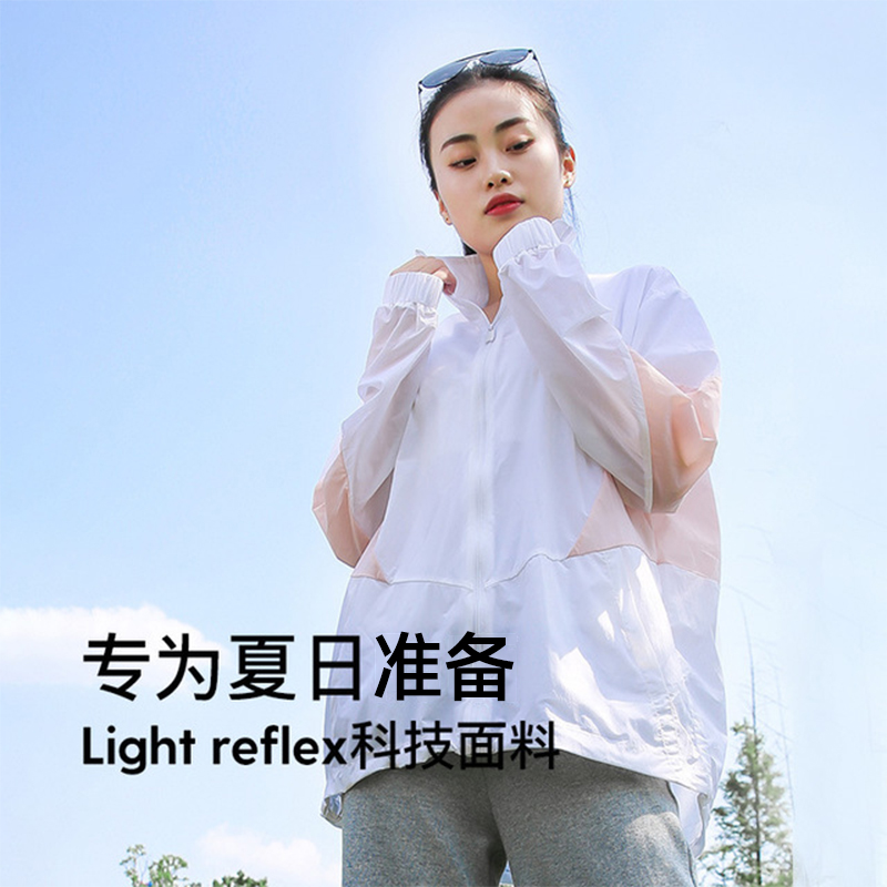 Cup bear sunscreen female adult long sleeve Korean version ultra-thin breathable medium length loose anti-UV panel short model