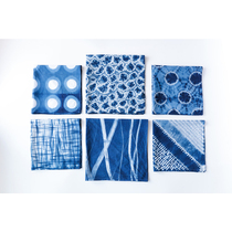 Blue continued Bai ancient method tie-dyed cotton small square leather buckle pure natural blue dye plant dye grass and wood dyeing