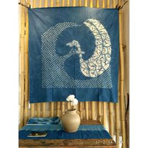 Blue continuous Bai ancient method tie-dyed cotton Swan static tablecloth wall decoration TV background wall decoration pure natural plant dyeing