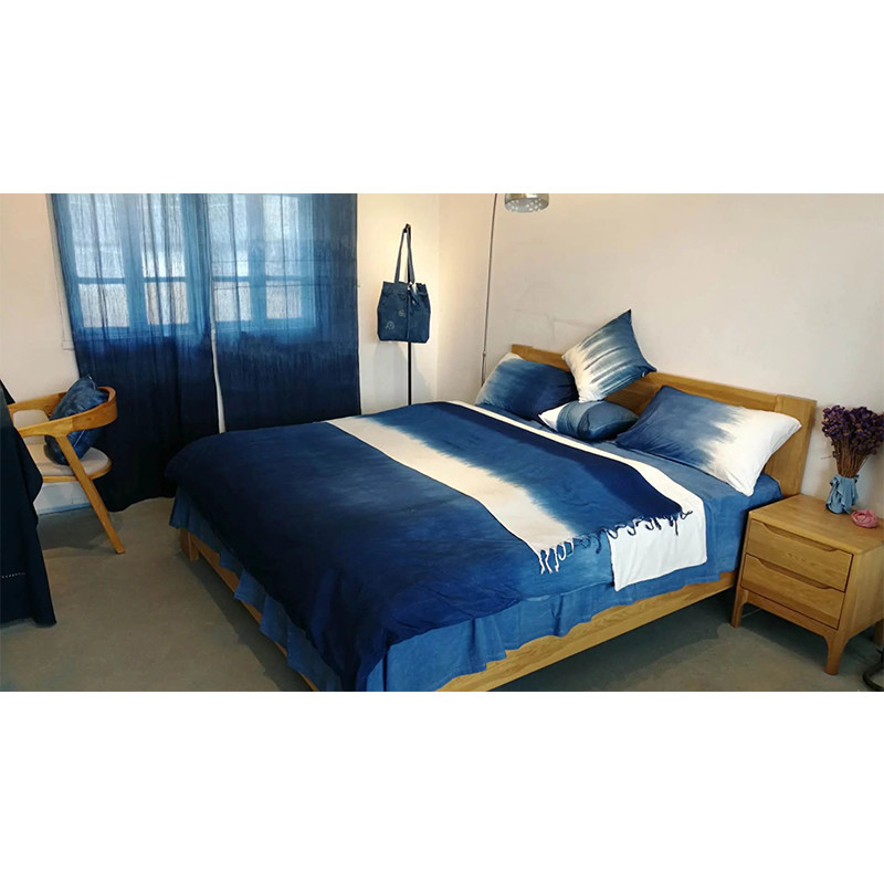 Blue Sequel White Family Ancient Fazal Dyeing Gradually Blue Pure Cotton Bed Four Pieces Of Pure Natural Plant Dyeing Can Be Customized