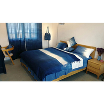 Blue continuous Bai ancient method tie dyeing gradually blue cotton bed four-piece set of pure natural plant dyeing can be customized